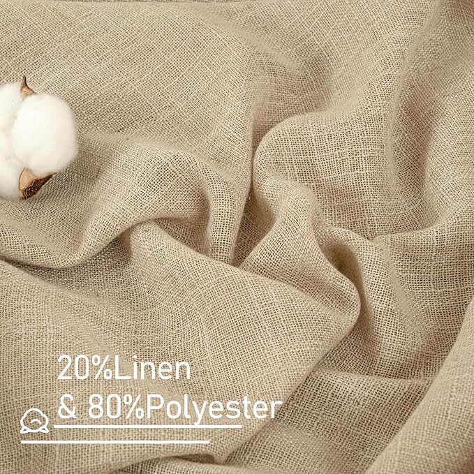 Linen Curtains 63 inches Long for Bedroom, Bronze Grommet Linen Drapes Light - Image 2
