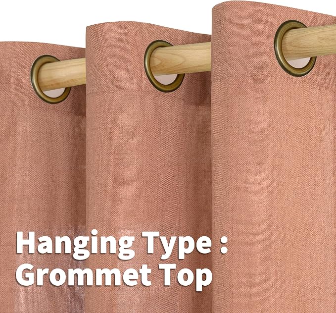YoungsTex Terracotta Linen Curtains 63 Inch Length - Image 5