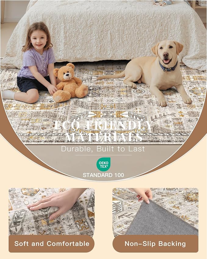 Madane Hallway Runner Rug 2'6''x14' Kitchen Runners Vintage, Stain-Resistant - Image 5