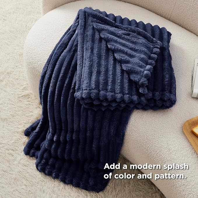 Bedsure Soft Twin XL Blanket for Bed Dorm Navy Blue 66"x90" | Birthday Gifts - Image 6