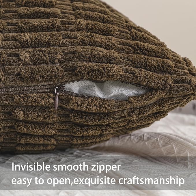 Aegero Pack of 2 Corduroy Decorative Throw Pillow Covers 12x24 Inch - Image 3