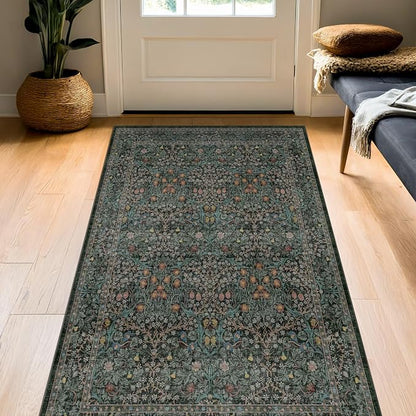 Vintage Floral Dark Green 3x5 Area Rugs - Image 9