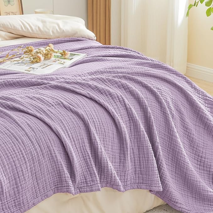 EMME Muslin Blankets for Adults Throw Blanket for Couch Breathable Gauze Soft - Image 5