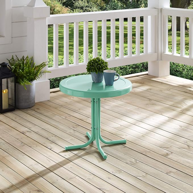 Crosley Furniture Griffith Weather Resistant Retro Metal Outdoor Side Table - Image 12