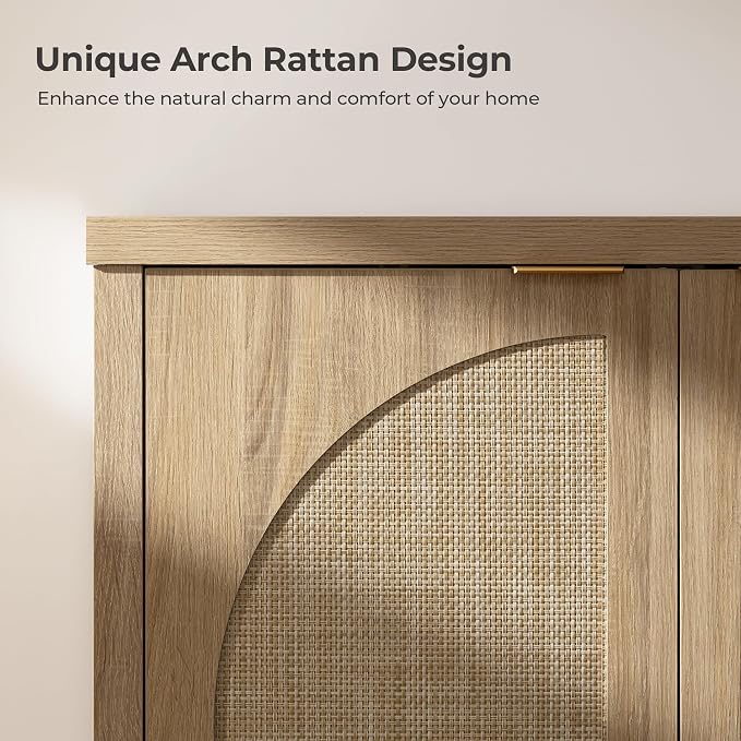SICOTAS Rattan Sideboard Buffet Cabinet - Image 6
