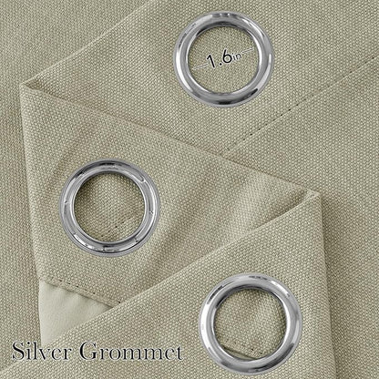 NICETOWN Short Faux Linen Beige Blackout Curtains 63 inches Long - Image 2
