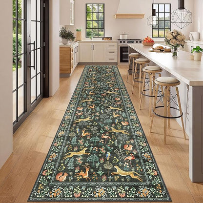 DUKINO 3x12 Runner Rug for Hallway, Washable Animal Rug for Kitchen, Low Pile - Image 3