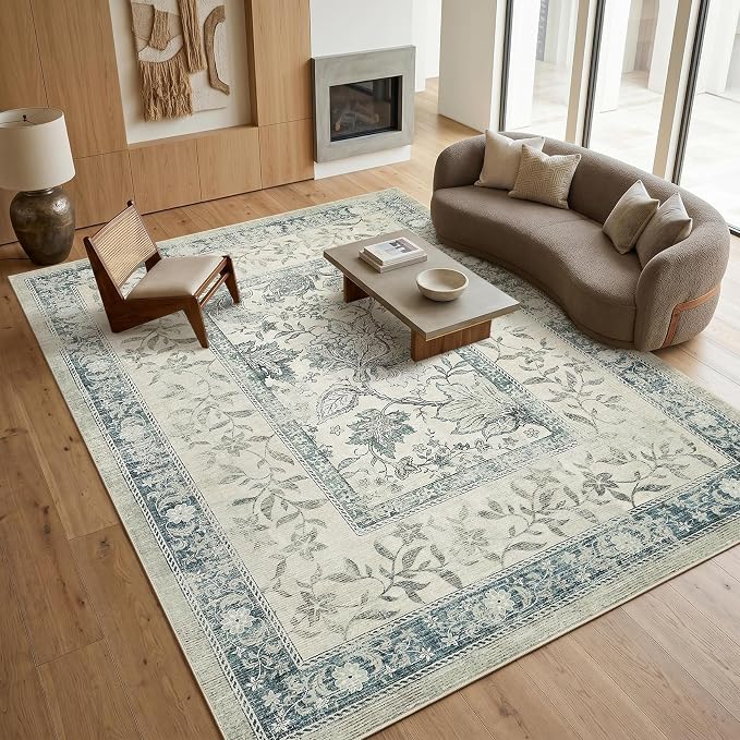 GarveeHome Vintage Blue Area Rug 8x10 - Image 5