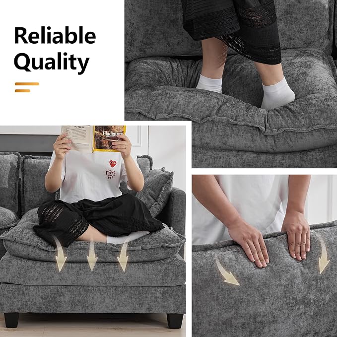 35‘’ Modern Chenille Cloud Sofa Ottoman, Rectangle Ottoman - Image 4