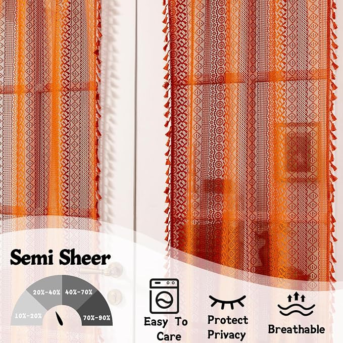 Sutuo Home Burnt Orange French Door Curtain - Image 5
