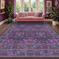 Dark Purple Living Room Rug 8x10, Vintage Violet Floral Area Rugs by HazoHaus