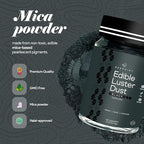 BeePoint Black Edible Luster Dust 15g - Food Grade, Vibrant Color Shimmer Powdered Dust for Drinks, Cocktails, Cake Decorating, Baking, Chocolates, Candy, Sweets, & Cookies - Vegan & Gluten Free