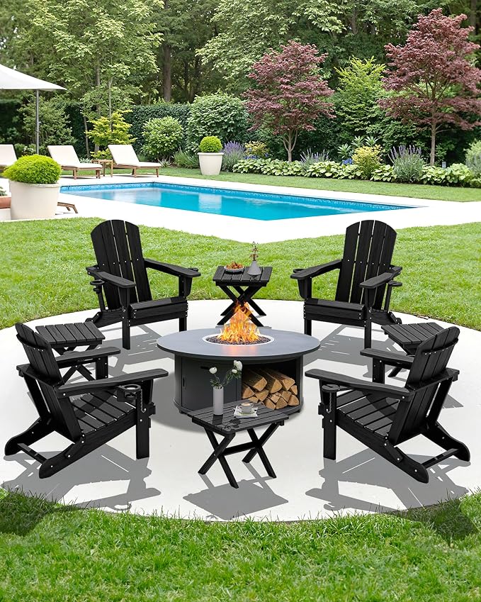 SERWALL Portable Folding Adirondack Table, HDPE Material Outdoor End Table - Image 11