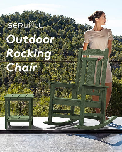 SERWALL Oversized Rocking Chair Set of 4 Outdoor, HDPE Outdoor Rocking Chair - Image 5