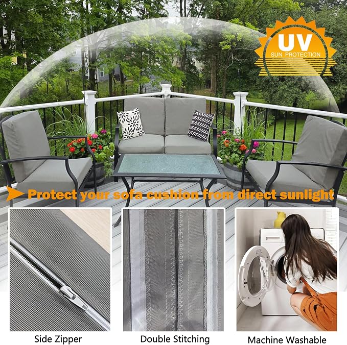 Sqodok Patio Cushion Cover 21x19 inch, Outdoor Seat Cushion Slip Cover - Image 5