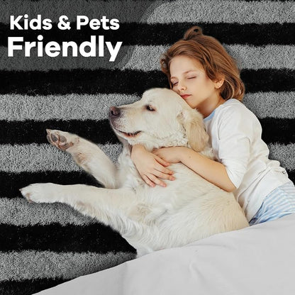 5x7 Black and Grey Fluffy Soft Area Rug Non-Slip - Image 6