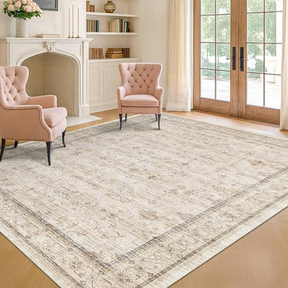 Washable Ivory 6x9 Living Room Rug, Non Slip Dinning Rugs - Image 6