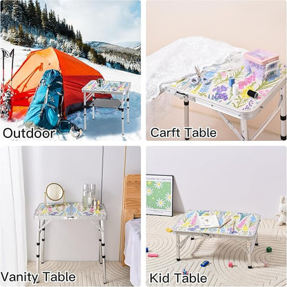 Yriuat Folding Camping Table 2ft Portable Pinic Table Adjustable Height Small - Image 6