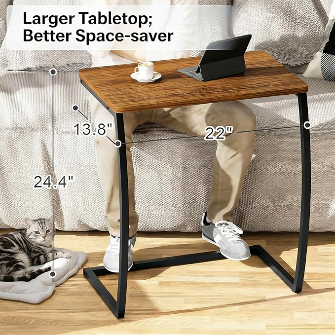 SRIWATANA Side Table, End Table, Vintage C-Shaped Couch Table - Image 3