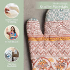 Maison d' Hermine Oven Gloves 100% Cotton Oven Mitt 7" x 13" with Loop Heat Resistant, BBQ, Cooking Gloves, Baking, Grilling, Kitchen, Handling Hot Pans (Pack of 1, Nila)
