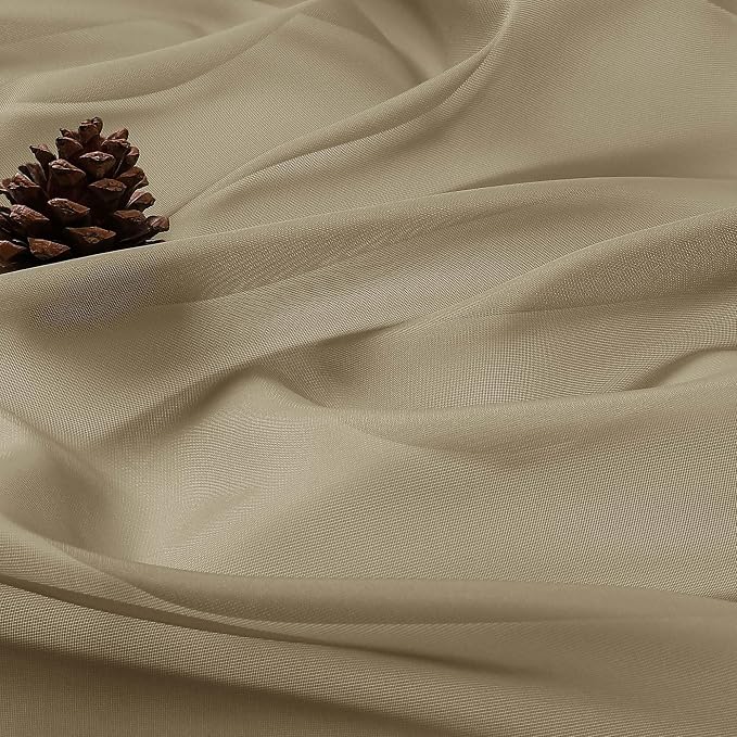 Taupe Sheer Curtains 120 Inches Long 2 Panels Set, Airy Lightweight Sheer Taupe - Image 8