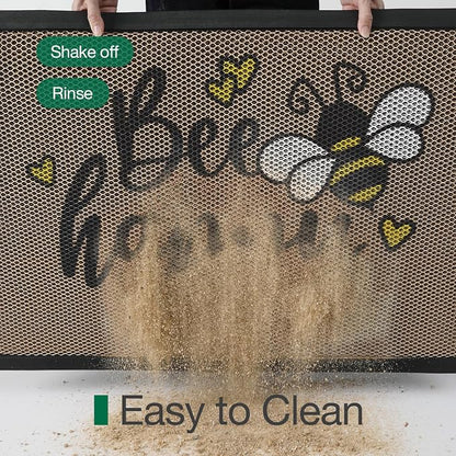 LUMI Outside Welcome Door Mat 24x36, Non-Slip Durable Rubber Easy Clean | Bee - Image 4