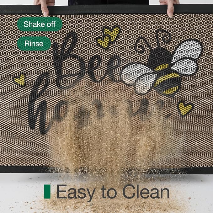 LUMI Outside Welcome Door Mat 32x47, Non-Slip Durable Rubber Easy Clean | Bee - Image 4