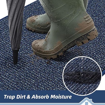 BEQHAUSE Dirt Trapper Door Mat 24" x 36" Half Circle Non Slip Rugs, Absorbent - Image 3