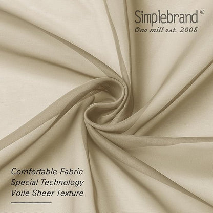 Simplebrand Taupe Sheer Curtains 72 Inches Long 2 Panels, Light Filtering Rod - Image 5