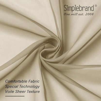 Simplebrand Taupe Sheer Curtains 96 Inches Long, Light Filtering Light Brown - Image 6