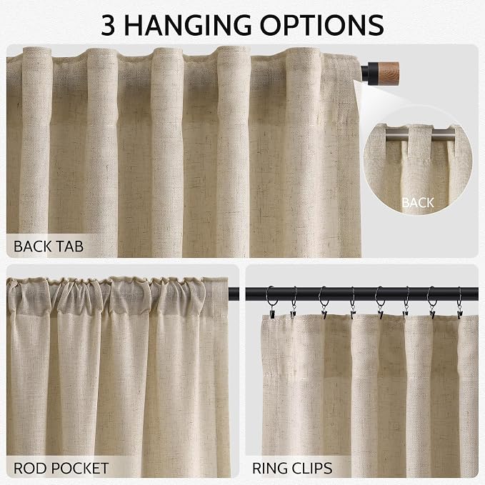 Taupe Burlywood Linen Curtains 84 Inch Length - Image 2