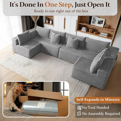 138" Cloud Sectional Couch, Comfort U Shaped Sofa - Image 3