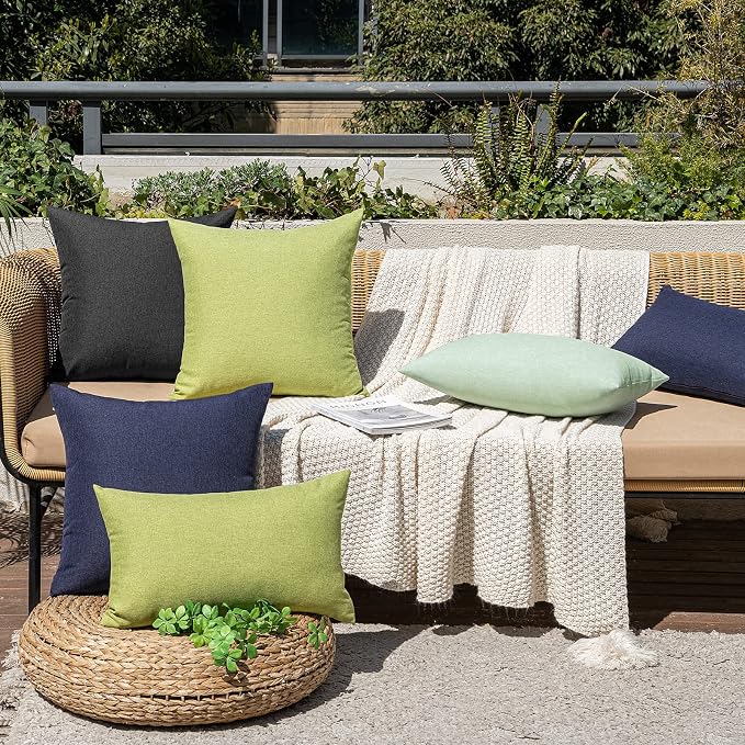 MIULEE Pack of 2 Decorative Outdoor Solid Waterproof Throw Pillow Covers Faux - Image 5