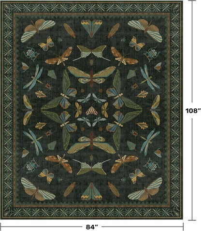 7x9 Insect Dark Green Rugs for Living Room, Boho & Forest Design Area Rug for - Image 2