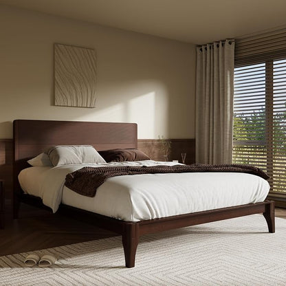 Merax Queen Size Bamboo Platform Bed, Mid-Century Modern Bed Frame - Image 4
