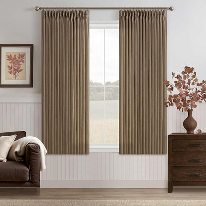Pinch Pleated Linen Dutch Cocoa Semi Sheer Curtains 63 Inch Long 2 Panels | by Twodrapes