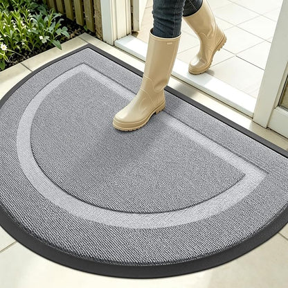 OLANLY Half Circle Front Door Mat Outside 35x23 All-Season Rubber Doormat | Ash by OLANLY