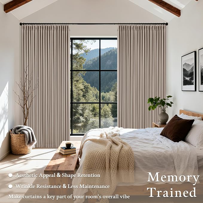 70 Inch Wide Blackout Curtains 84 Inches Long Pinch Pleated Burlywood Birch | - Image 5