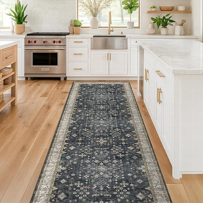 Black Boho Washable 2x6 Runner Rugs - Image 3