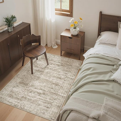 Soalmost 3x4 Rugs Non-Slip, Small Washable Kitchen Entryway Area Rug Brown | by Soalmost