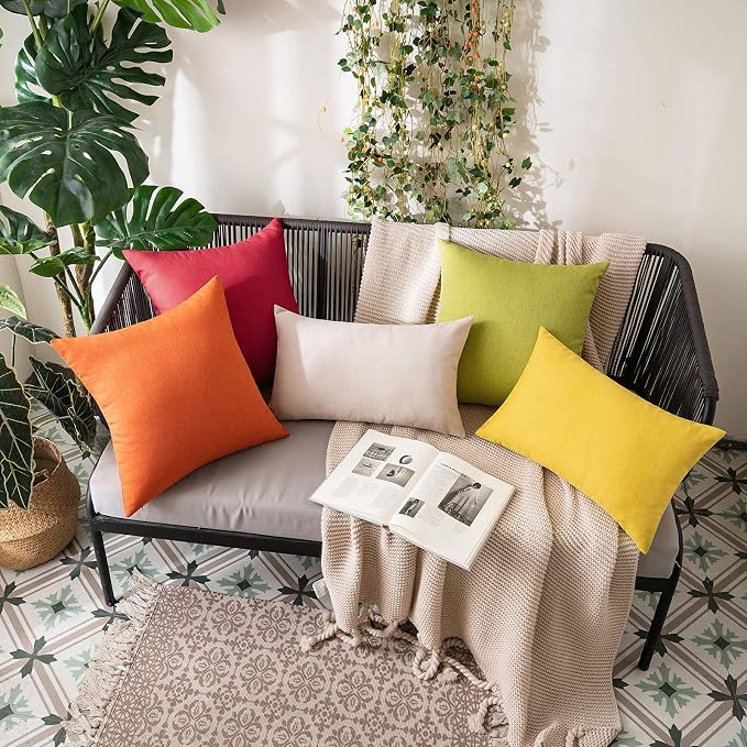 MIULEE Pack of 2 Decorative Outdoor Solid Waterproof Throw Pillow Covers Faux - Image 5