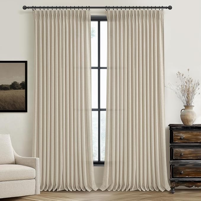 Pleated 132 Inch Extra Long Warm Beige Curtains by PleatedDrapes