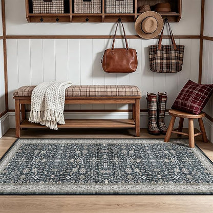Hallway Runner Rug 2x6 for Bedroom Kitchen | Low Pile; Non Slip; Stain - Image 9