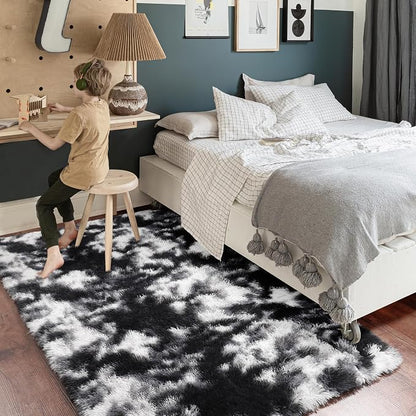 Amdrebio Black White Grey Cool Area Rug 4x6 - Image 3