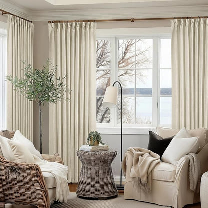 60 Inch Width 108 Inches Long Linen Pinch Pleat Curtains 1 Panel | Light - Image 8