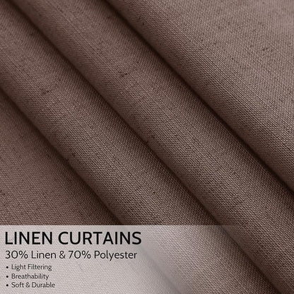 Cappuccino Linen Curtains 84 Inch Length 2 Panels Set - Image 2