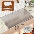 Large Cutting Board 35.4" L X 22.8" W Stainless Steel Cutting Board with Lip Metal Baking Board Non Stick Thick Board with Rolling Pin for Meat Fruits Vegetables Bread and Baking