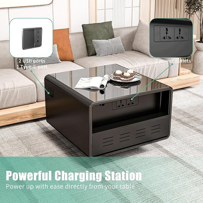 LUMISOL Smart Side Table with Built-in Fridge, Wireless Charging, Temperature - Image 6