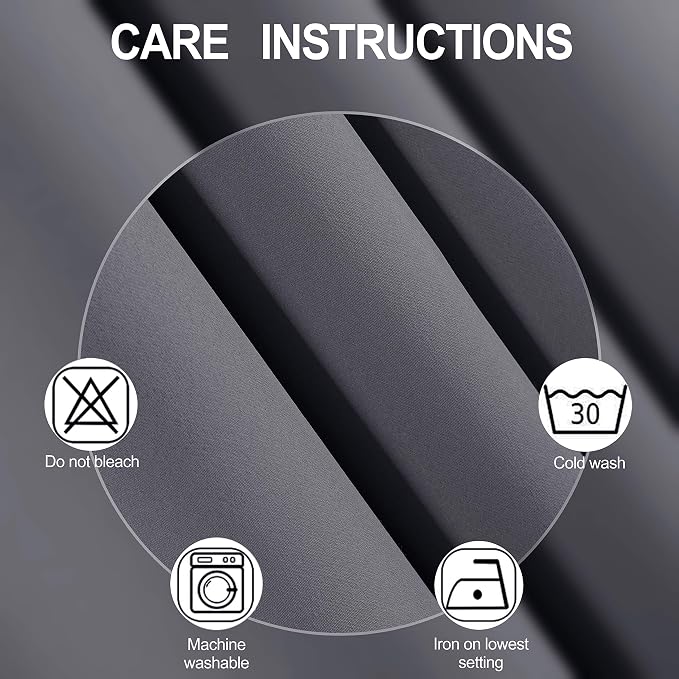 Grey Thermal Blackout Curtains/52 x 54 Inch/Set of 2 Panels Room Darkening - Image 4