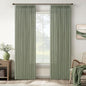 Pleated Memory Shaped Sage Green Linen Semi Sheer Curtains 50 by 80 Inch | by Twodrapes